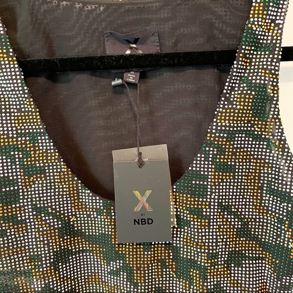 X by NBD It Girl Embellished Bodysuit in Green & Gunmetal x revolve - Picture 7 of 8